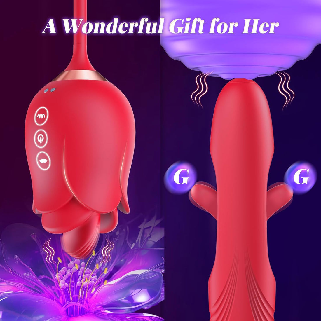 4 in 1 Mouth-Shaped Rose Clitoral Stimulator